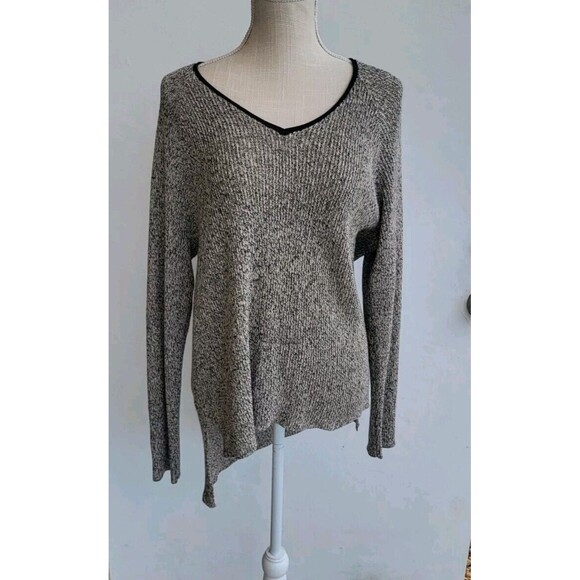 Eileen Fisher Hi-Lo V-Neck Knitted Box Top Sweater Size Xl - Picture 1 of 9